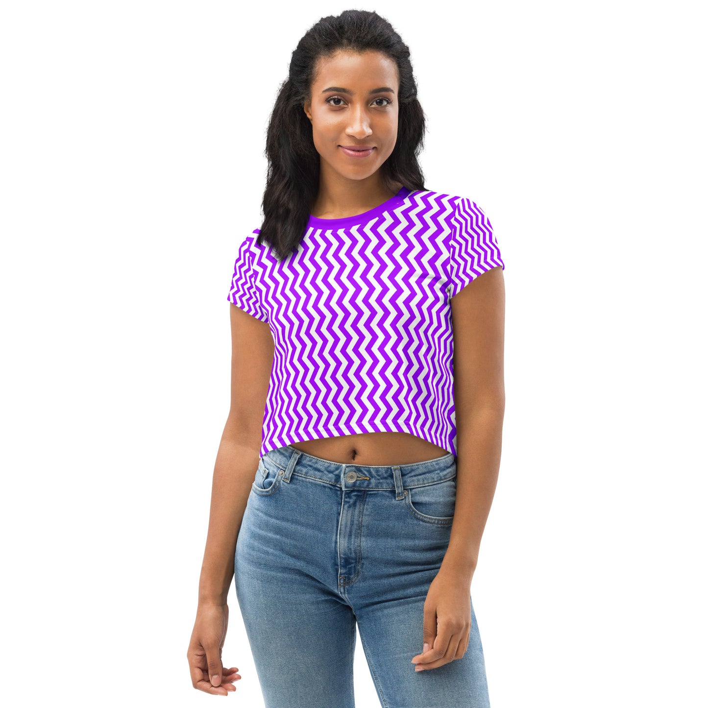 YOWNII ZIGZAG Purple Crop Tee