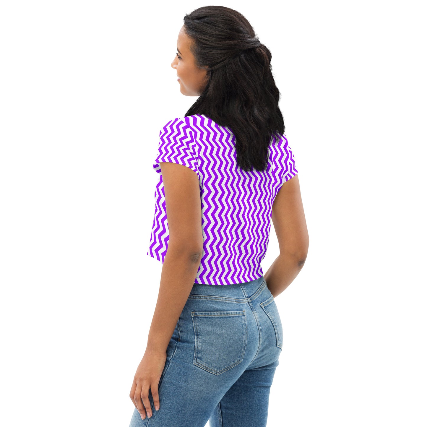 YOWNII ZIGZAG Purple Crop Tee