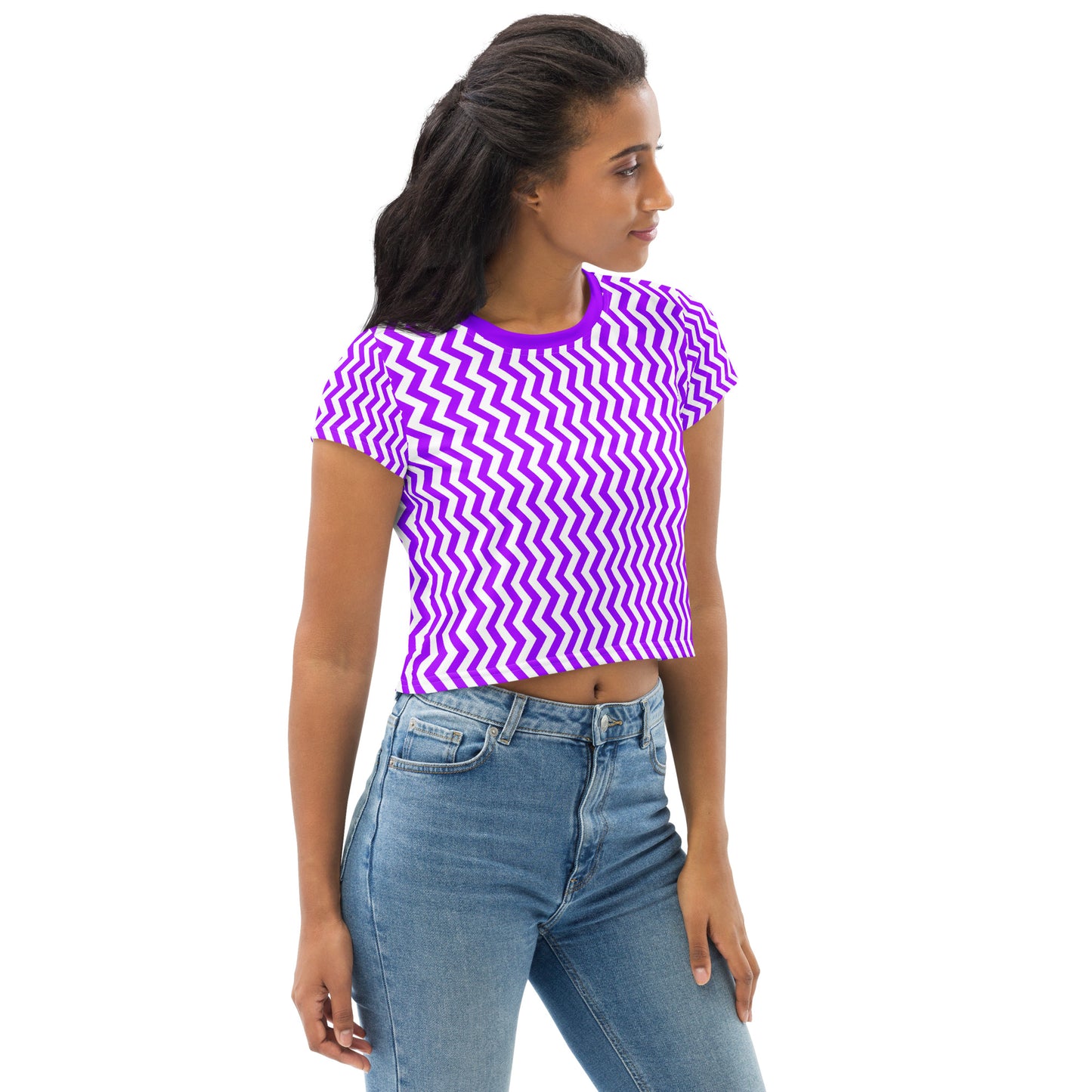 YOWNII ZIGZAG Purple Crop Tee