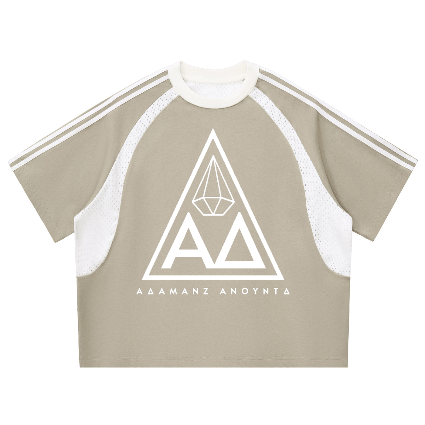 Contrast Stripes Panel Mesh T-shirt