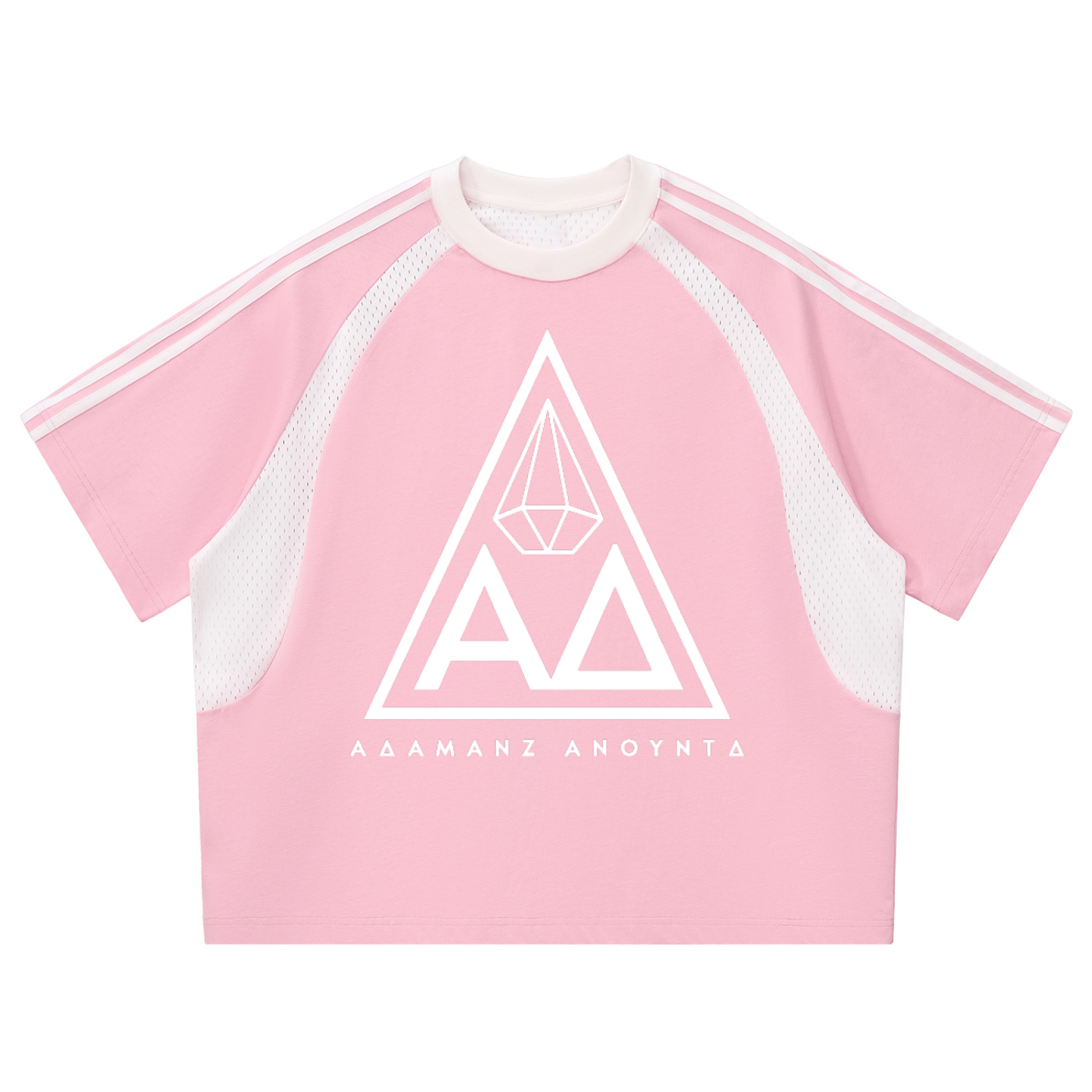 Contrast Stripes Panel Mesh T-shirt